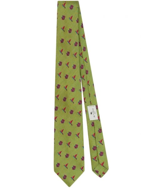 Žakárová hedvábná kravata Etro zelená