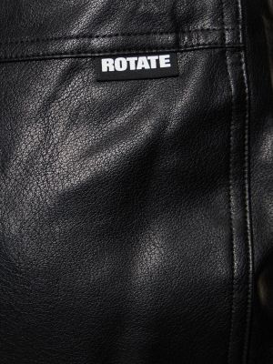 Dirbtinės odos nėriniuotas odinis sijonas su raišteliais Rotate juoda