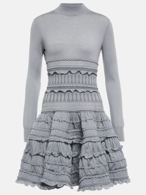 Mini vestido de lana Alaïa gris