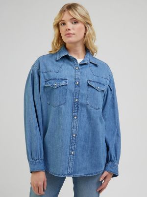 Джинсовая рубашка с длинным рукавом Lee синяя