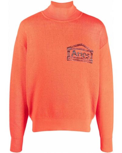 Пуловер бродиран Aries оранжево