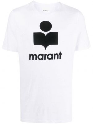 Lniana koszulka z nadrukiem Marant