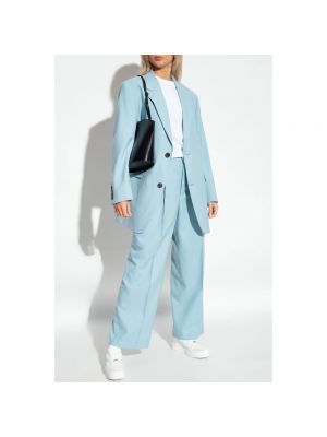 Pantalones chinos de lana bootcut plisados Ami Paris azul