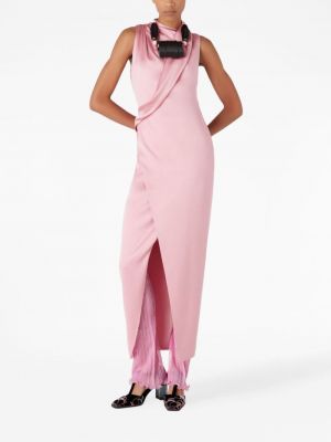 Drapované hedvábné koktejlové šaty Giorgio Armani růžové