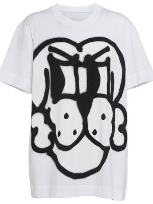 Kokvilnas t-krekls ar apdruku džersija Givenchy balts