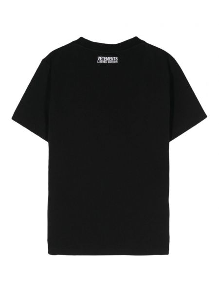 Kokvilnas t-krekls ar izšuvumiem Vetements melns