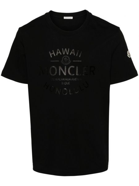 Kokvilnas t-krekls ar apdruku Moncler melns