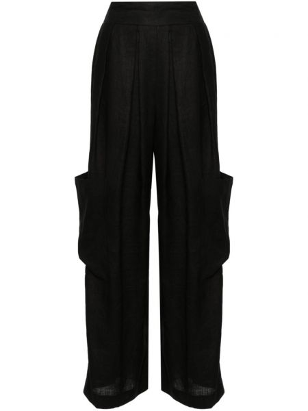 Pantalon en lin plissé Ermanno Scervino noir