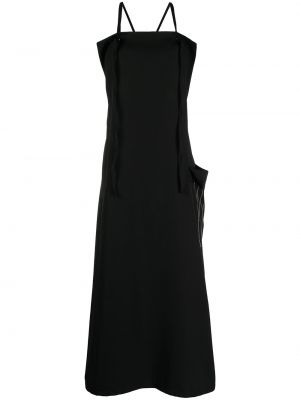 Drapované midi šaty s kapsami Y's černé
