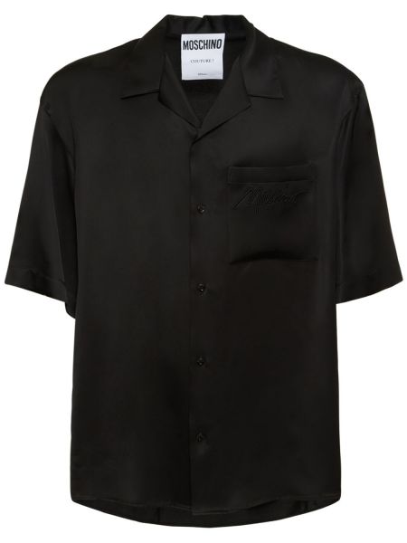 Viskózová košile s výšivkou Moschino černá