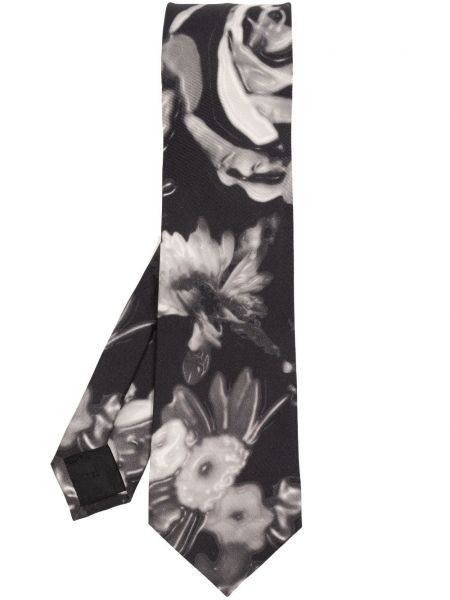 Jedwabny krawat w kwiatki z nadrukiem Alexander Mcqueen