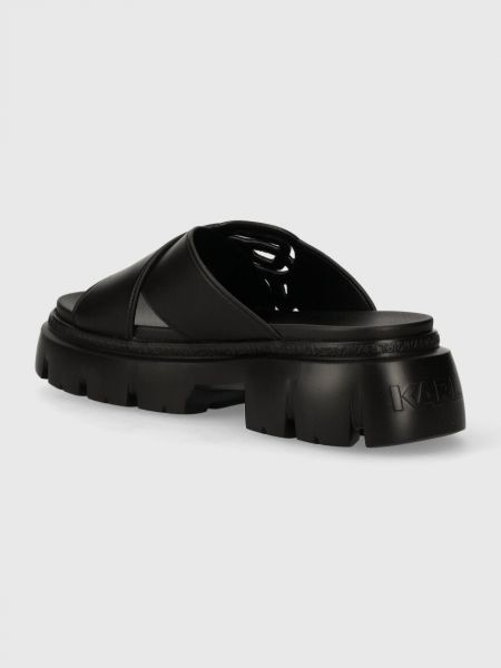 Sandale din piele cu platformă Karl Lagerfeld negru