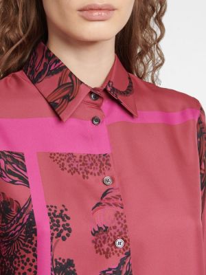 Копринена риза с принт Ferragamo розово