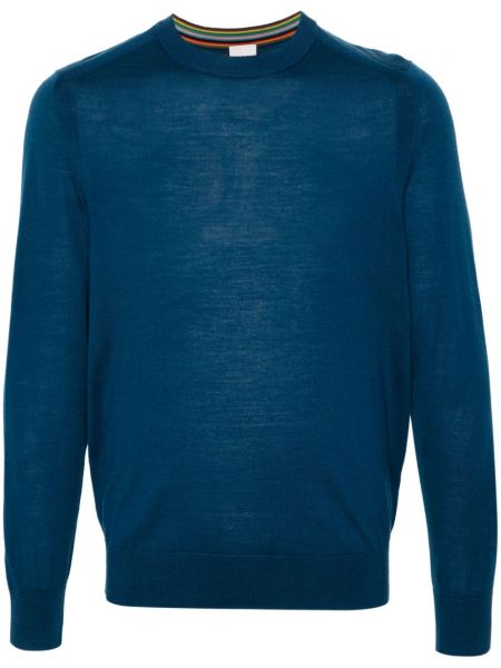 Merinowolle woll langer pullover Paul Smith blau