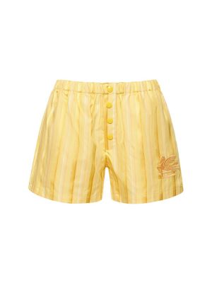 Shorts en soie en coton Etro jaune