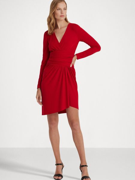 Длинное платье с длинным рукавом Ralph Lauren красное