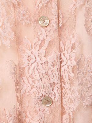 Rochie din bumbac cu model floral din dantelă Gucci roz