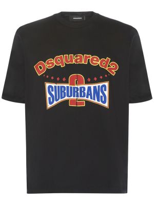 Βαμβακερή μπλούζα με σχέδιο Dsquared2 μωβ
