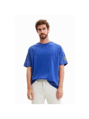Camiseta con bordado Desigual azul