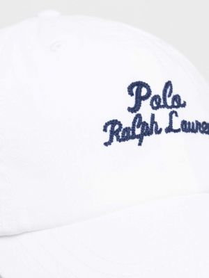 Czapka z daszkiem bawełniana z nadrukiem Polo Ralph Lauren biała