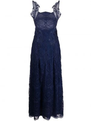 Вечерна рокля без ръкави с дантела Alberta Ferretti синьо