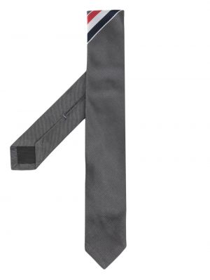 Cravatta di seta a righe in tessuto jacquard Thom Browne grigio