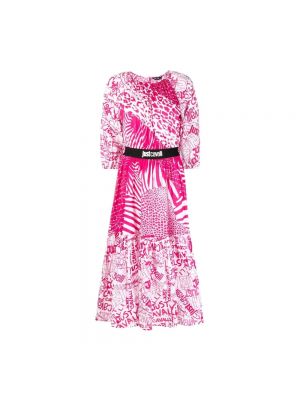 Sukienka midi Just Cavalli różowa