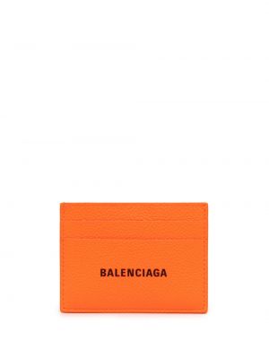 Iš natūralios odos piniginė Balenciaga oranžinė