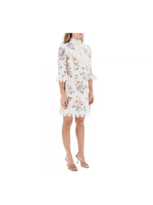 Mini vestido de lino de flores con estampado Zimmermann blanco