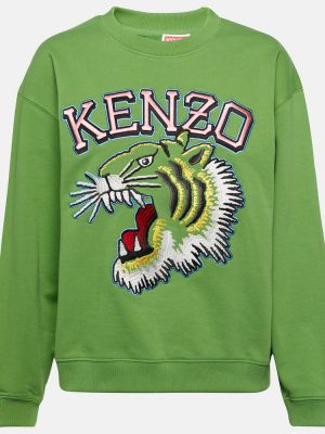 Bavlnená mikina s výšivkou Kenzo zelená