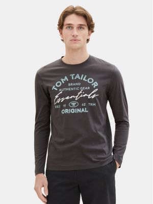 Tricou cu mânecă lungă Tom Tailor negru