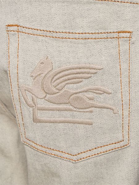 Bavlnené džínsy s rovným strihom Etro sivá