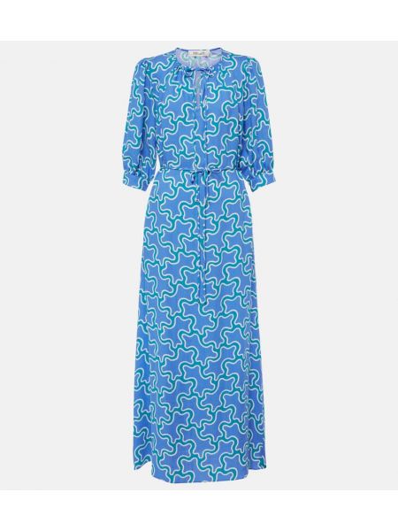 Haljina s kragnom s printom Diane Von Furstenberg plava