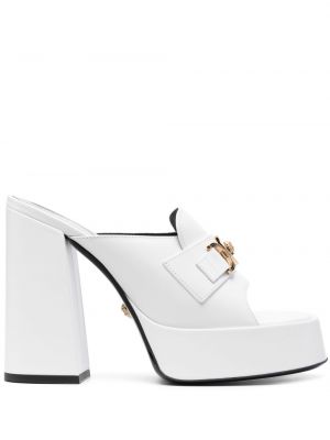 Papuci tip mules cu platformă Versace alb
