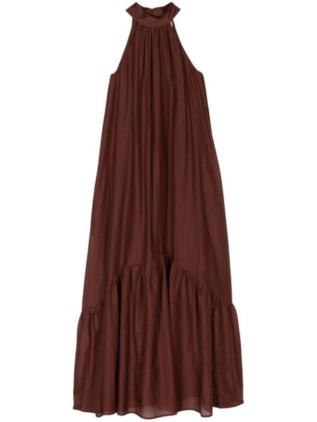 Mušelínové dlouhé šaty Semicouture hnedá