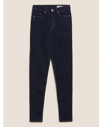 Přiléhavé skinny džíny s vysokým pasem Marks & Spencer modré