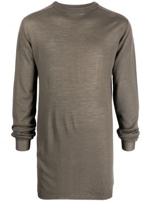 Sweter wełniany z okrągłym dekoltem Rick Owens szary