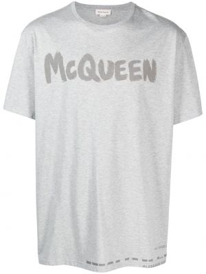 Bavlnené tričko s potlačou Alexander Mcqueen sivá