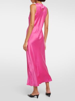 Μεταξωτή μάξι φόρεμα Asceno ροζ