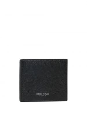 Кожено портмоне с принт Giorgio Armani черно