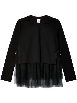 Medvilninis marškinėliai iš tiulio Noir Kei Ninomiya juoda