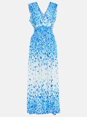 Midi šaty s potiskem Poupette St Barth modré