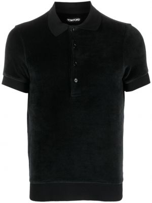 Кадифена поло тениска Tom Ford черно