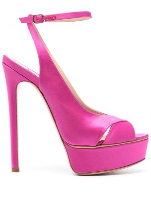 Saténové sandály Casadei růžové