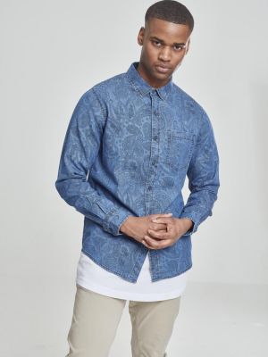 Rifľová košeľa s potlačou s paisley vzorom Uc Men modrá