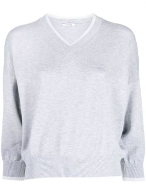 Пуловер с v-образно деколте Peserico сиво