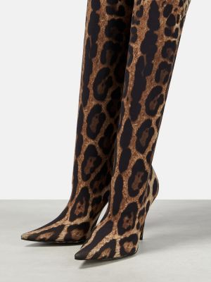 Gumijasti škornji s potiskom z leopardjim vzorcem Dolce&gabbana rjava