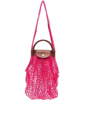 Мрежести шопинг чанта Longchamp розово