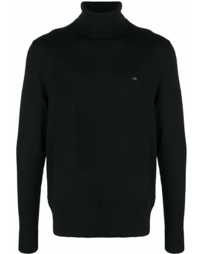 Jersey de punto de cuello vuelto de tela jersey Calvin Klein negro