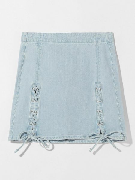 Spódnica jeansowa Bershka niebieska